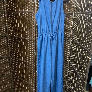 SHEIN Blue Denim-Style Top with Back Zip